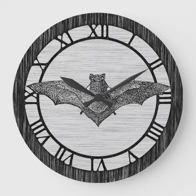 Vintage Bat Illustration Large Clock | Zazzle