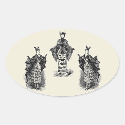 Vintage Bat Ladies Oval Sticker