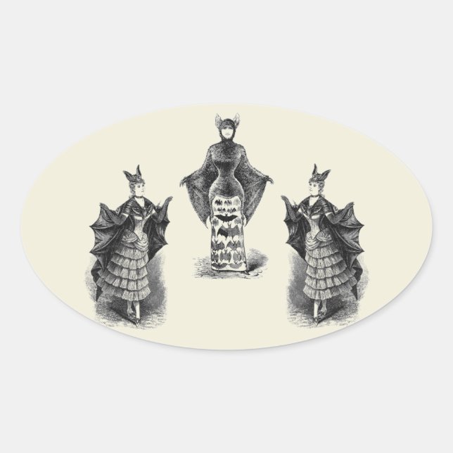 Vintage Bat Ladies Oval Sticker (Front)