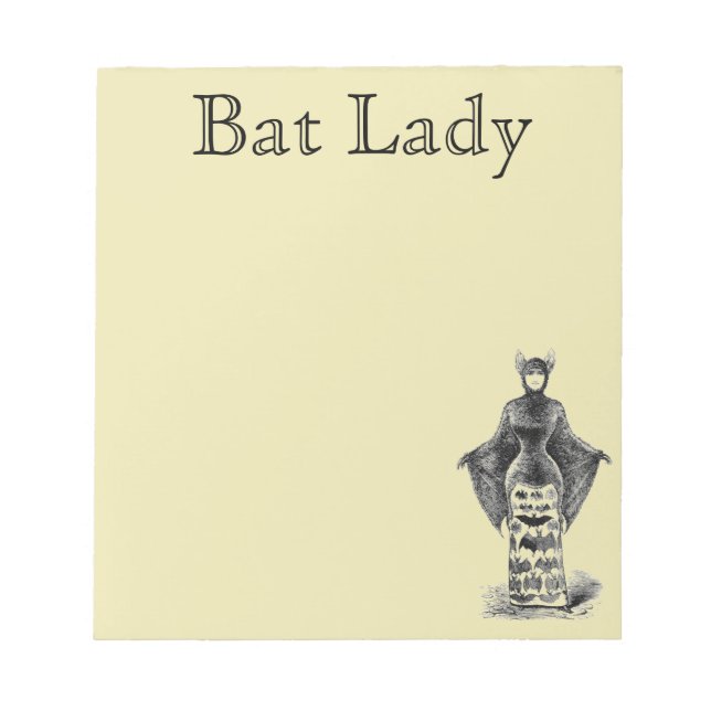 Vintage Bat Lady Notepad (Front)