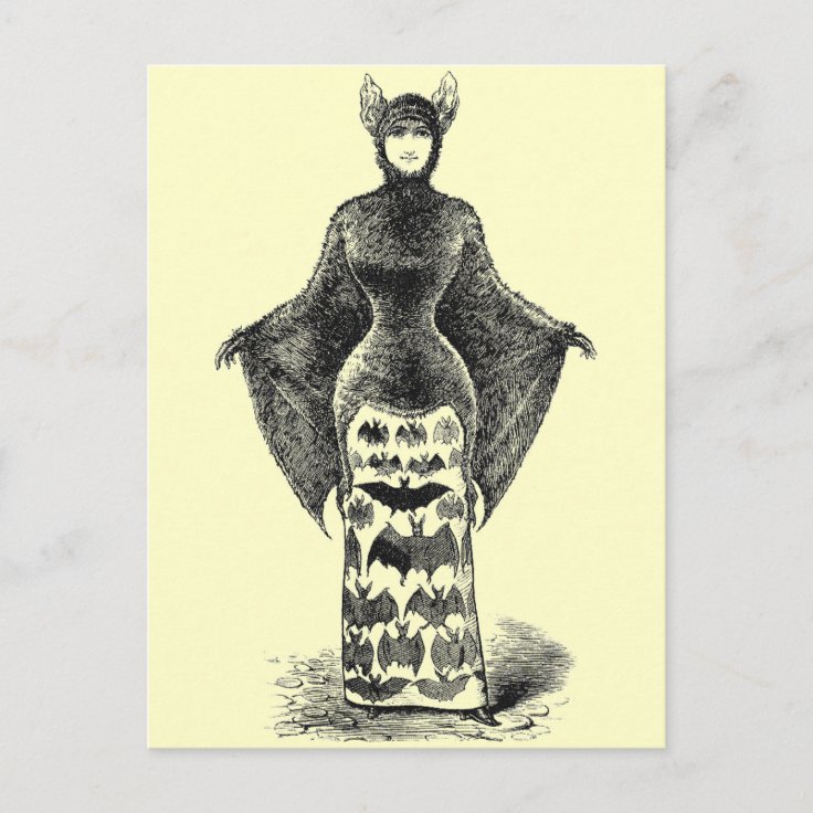 Vintage Bat Lady Postcard | Zazzle