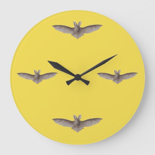 Vintage Bat Time Yellow Harvest Moon Large Clock