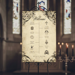 Vintage Bat Until Death Black Parchment Timeline Foam Board