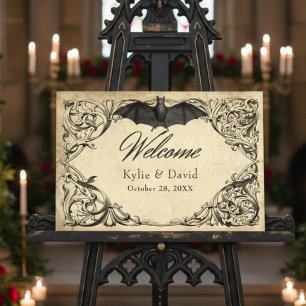 Vintage Bat Until Death Black Parchment Wedding Foam Board
