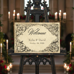 Vintage Bat Until Death Black  Parchment Wedding Foam Board