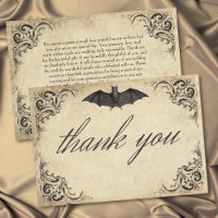 Vintage Bat Until Death Black Parchment Wedding