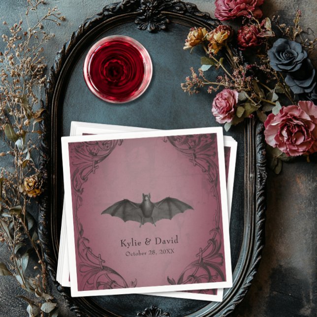 Vintage Bat Until Death Burgundy Wedding Napkins (Vintage Bat Until Death Burgundy Wedding Napkins)
