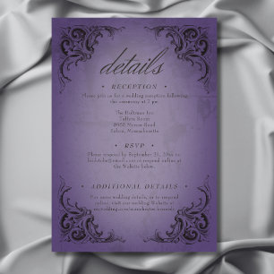 Vintage Bat Until Death Purple Wedding Details Enclosure Card