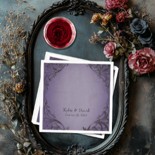 Vintage Bat Until Death Purple Wedding Napkins