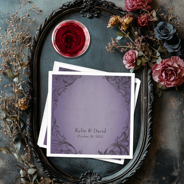 Vintage Bat Until Death Purple Wedding Napkins (Vintage Bat Until Death Purple Wedding Napkin)