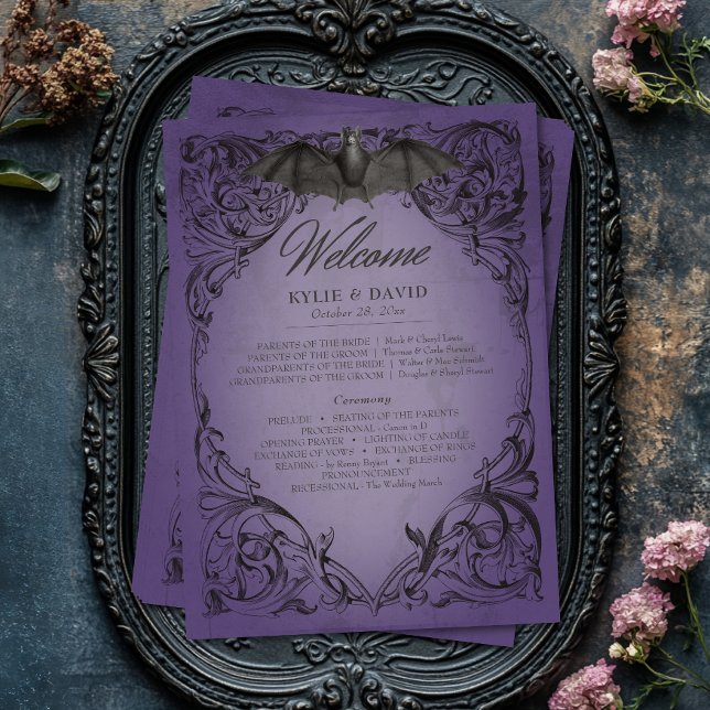 Vintage Bat Until Death Purple Wedding Program (Vintage Bat Until Death Purple Wedding Program)