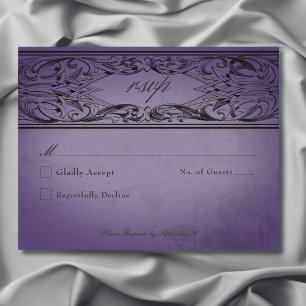Vintage Bat Until Death Purple Wedding RSVP Card