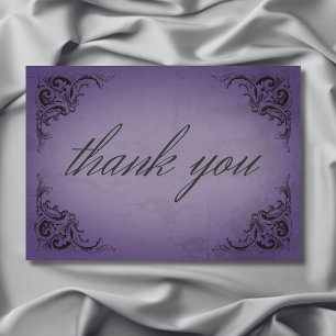 Vintage Bat Until Death Purple Wedding Thank You Card