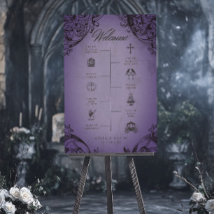 Vintage Bat Until Death Purple Wedding Timeline Foam Board