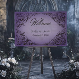 Vintage Bat Until Death Purple Wedding Welcome Foam Board