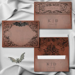 Vintage Bat Until Death Rust Wedding Envelope<br><div class="desc">Elevate your gothic wedding with a Victorian-inspired wedding invitation envelope that exudes timeless elegance and mystery. Designed to resemble an antique book binding, this stunning design features intricate a black lacey filigree on a vintage, distressed rust background, evoking the charm of a bygone era and adding a touch of dark...</div>