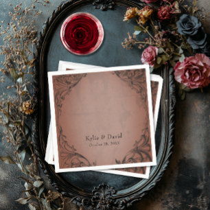 Vintage Bat Until Death Rust Wedding Napkins