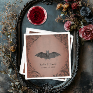 Vintage Bat Until Death Rust Wedding Napkins