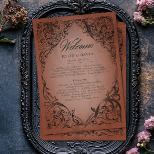 Vintage Bat Until Death Rust Wedding Program