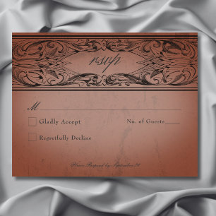 Vintage Bat Until Death Rust Wedding RSVP Card
