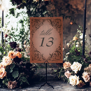Vintage Bat Until Death Rust Wedding Table Number