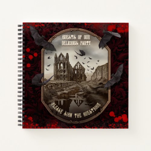 Vintage Bat Whitby Abbey Halloween Guest Book