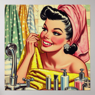 Vintage Bath Pin Up Poster