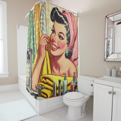 Vintage Bath Pin Up Shower Curtain