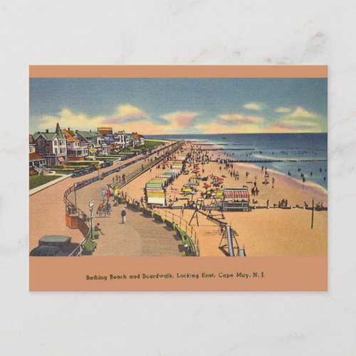 Vintage Bathing Beach Cape May NJ Postcard