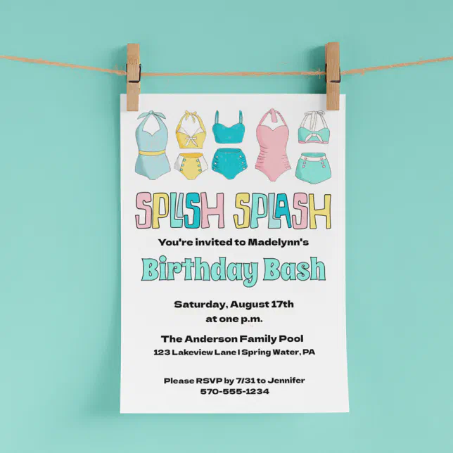 Vintage Bathing Suits Swimsuits Pool Party Invitation Zazzle