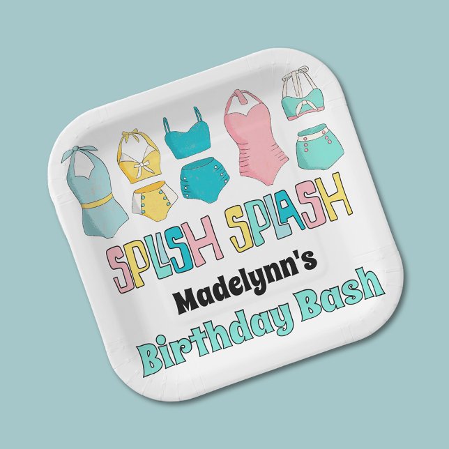 Vintage Bathing Suits Swimsuits Pool Party Paper Plates (Creator Uploaded)