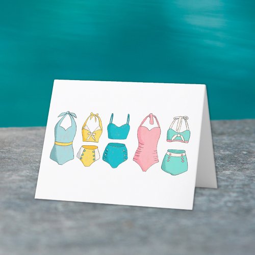 Vintage Bathing Suits Swimsuits Thank You Card