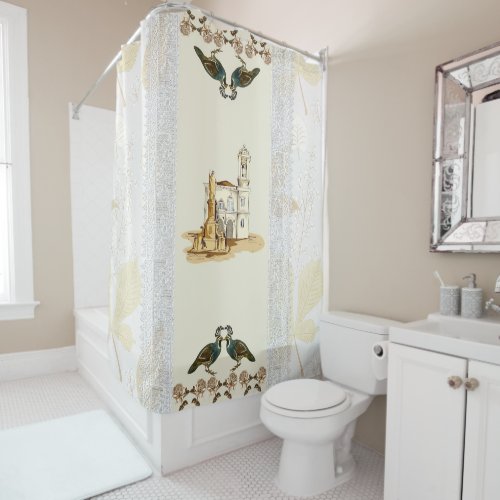 Vintage bathroom curtain for romantic atmosphere