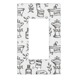 Vintage Bathroom Decor - White/Black Light Switch Cover