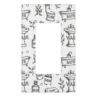 Vintage Bathroom Decor - White/Black Light Switch Cover