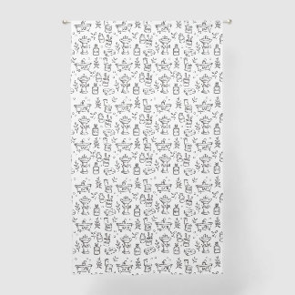 Vintage Bathroom Decor - White/Black Sheer Curtains