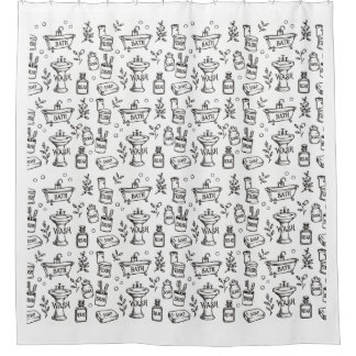 Vintage Bathroom Decor - White/Black Shower Curtain