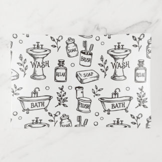 Vintage Bathroom Decor - White/Black Trinket Tray