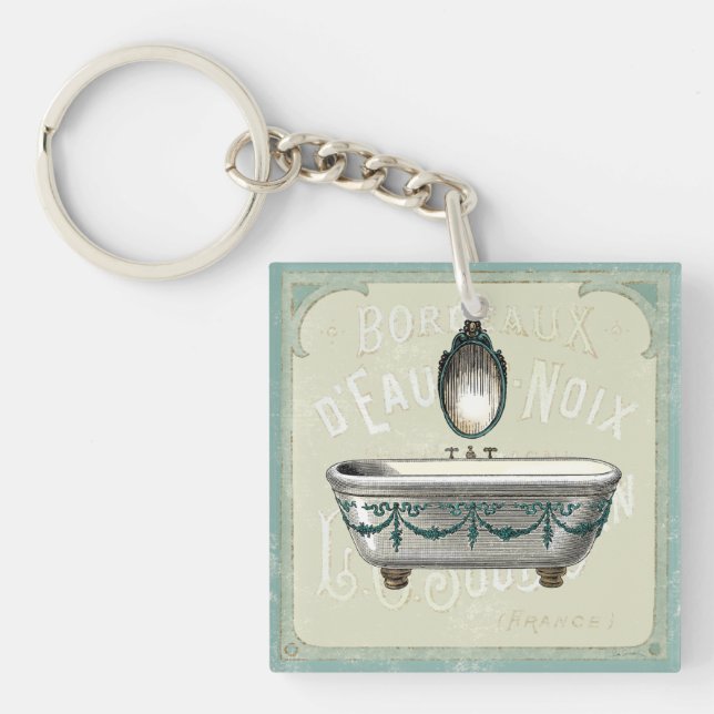 Vintage Bathtub with Mirror Keychain (Front)