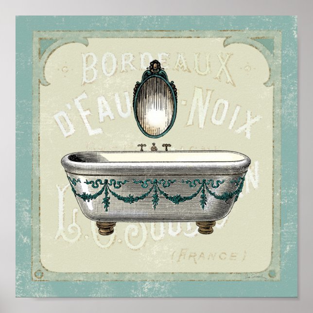 Vintage Bathtub with Mirror Poster (Front)