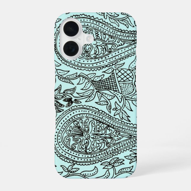 Vintage Batik Textile Wallpaper Pattern, Blue Iphone Case (Back)