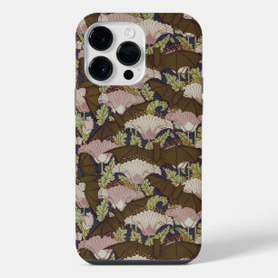 Vintage Bats and Poppies pattern Art Nouveau iPhone 14 Pro Max Case