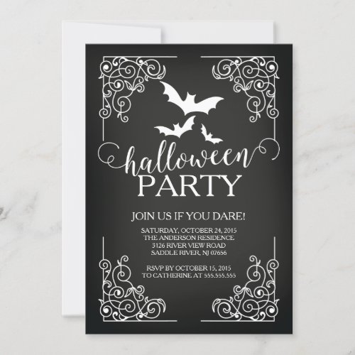 Vintage Bats Halloween Party Invitation