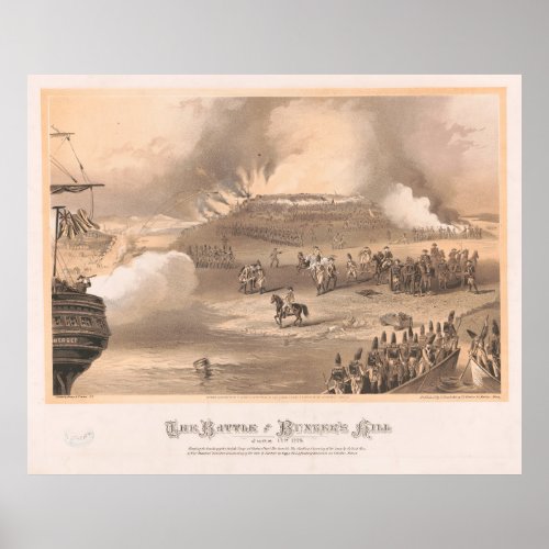 Vintage Battle of Bunker Hill Illustration 1875 Poster