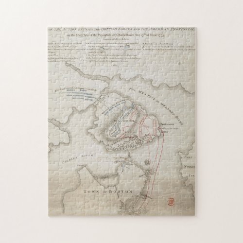 Vintage Battle of Bunker Hill Map 1775 Jigsaw Puzzle