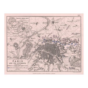 Vintage Battle of Paris Map (1814) Poster Vintage Battle of Paris Map (1814) Poster