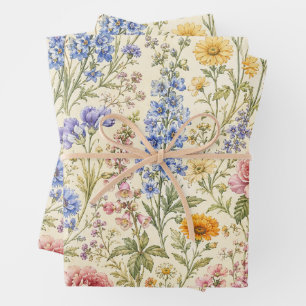 Vintage Bauern garten Cottage Garden Flowers Wrapping Paper Sheets