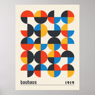 Vintage Bauhaus Colorful Geometric Circles Poster