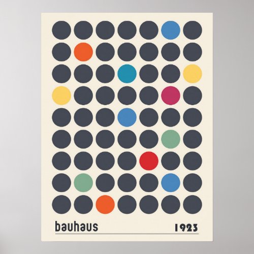 Vintage Bauhaus Colorful Geometric Circles Poster