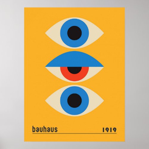 Vintage Bauhaus Geometric Eyes Fine Art Poster